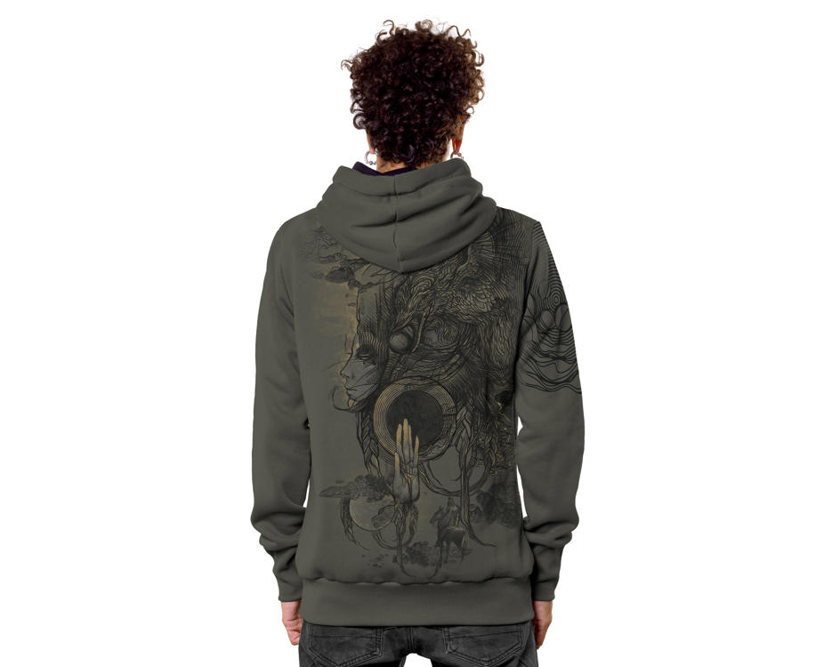 dark grey tribal psychedelic hoodie 